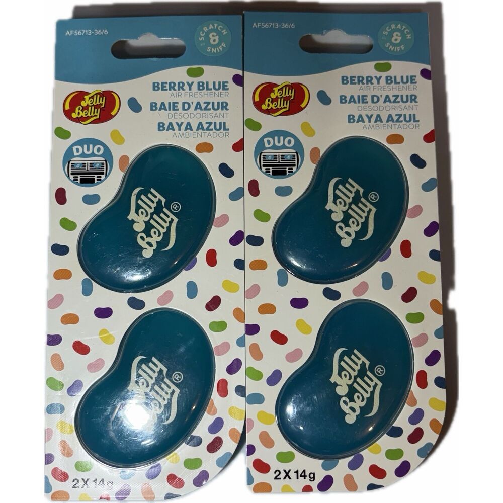 2 Qty Packs Of 2 Jelly Belly Duo Berry Blue Car Vent Air Freshener
